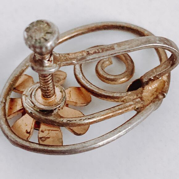 VTG Signed Jaykel Sterling Silver Floral Brooch & Earrings Set, 1940s 1950s MCM - Picture 14 of 16